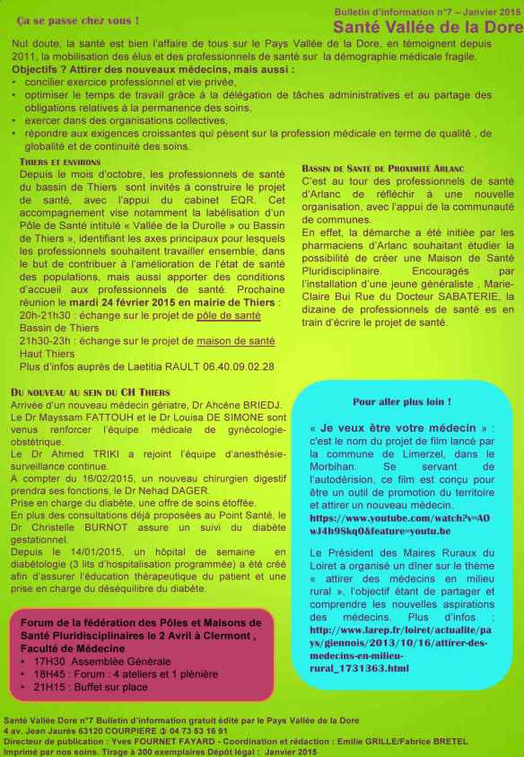 Santé Vallée Dore janvier 2015