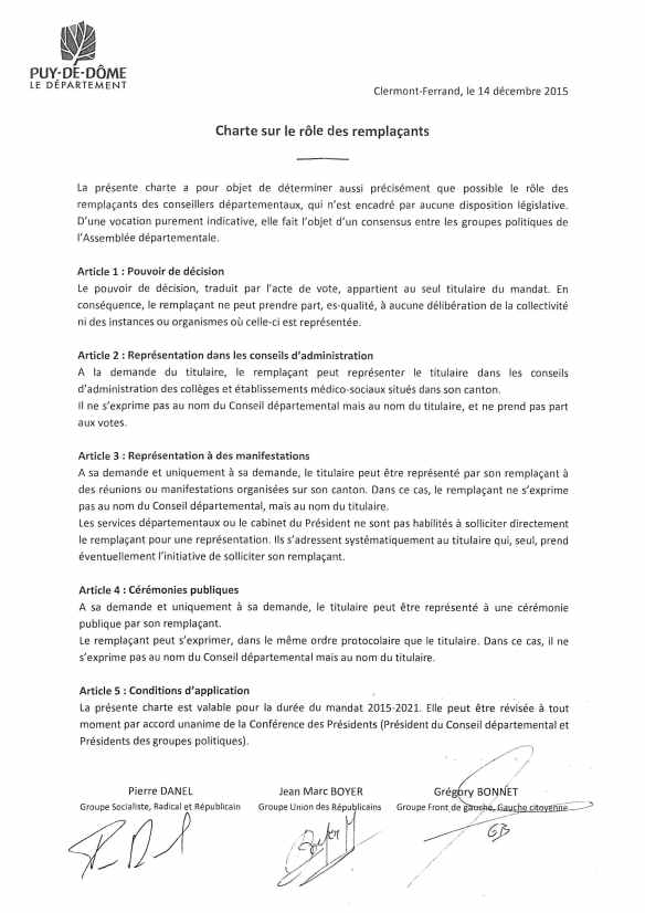 charte sur les remplaçants