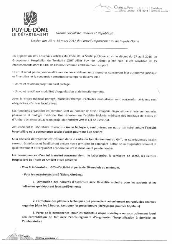 motion pour l'hôpital